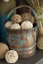 Benzara Green Tinged Metal Bucket Planter With Handles, Set of 3
