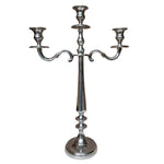 Benzara 21 Inches Handcrafted 3 Arms Aluminum Candelabra in Traditional Style, Polished Silver