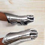 Benzara Metal Armor Hand Gloves Pair, Silver