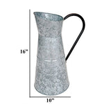 Benzara Farmhouse Style Galvanized Metal Jug with Handle, Gray