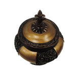 Benzara Traditional Lidded Decorative Box With Intricate Carvings, Black and Gold