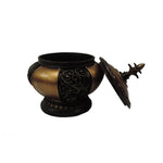 Benzara Traditional Lidded Decorative Box With Intricate Carvings, Black and Gold