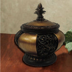 Benzara Traditional Lidded Decorative Box With Intricate Carvings, Black and Gold