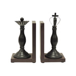 Benzara Decorative Royal King and Queen Polystone Bookends, Pair of Two, Black