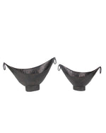 Benzara Oval Metal Container with Hammered Details and Ring Handles,Set of 2,Bronze