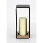Benzara Emely Metal Wood Candle Holder, Black