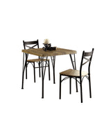 Benzara Industrial Style 3 Piece Dining Table Wood And Metal, Brown And Black