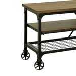 Benzara Industrial Style 54`` TV Stand & Entertainment Center with 2 Shelves, Brown & Black