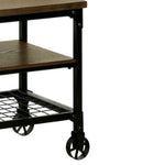 Benzara Industrial Style 54`` TV Stand & Entertainment Center with 2 Shelves, Brown & Black