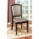 Benzara Harrington Transitional Side Chair with PVC, Brown Finish, Set of 2