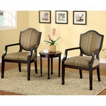 Benzara Traditional Wooden Table with Arched Back Accent Chairs, Set of 3, Brown