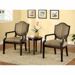 Benzara Traditional Wooden Table with Arched Back Accent Chairs, Set of 3, Brown