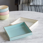 Benzara Alluring Mimosa Square Tray, Powder Blue
