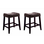 Benzara Stylish Wooden Saddle Chair Script, Brown, Set of 2