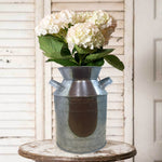 Benzara Countryside Galvanized Metal Milk Can Shape Pitcher, Gray