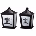 Benzara Beautifully Shaped Metal Candle Lanterns, Set of 2, Black