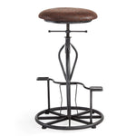 Benzara Unicycle Design Metal Adjustable Barstool with Round Seat, Gray and Brown