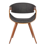 Benzara Curved Back Fabric Dining Chair with Round Tapered Legs, Brown and Gray