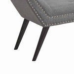 Benzara Fabric Ottoman Bench with Angled Legs and Flared Armrests, Charcoal Gray