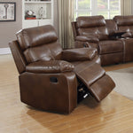 Benzara Exuberantly Designed Brown Leatherette Recliner