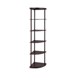 Benzara Illuminating Corner Bookcase with Five Pie Shaped Shelves, Brown
