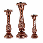 Benzara Traditional Style 3 Piece Glass Candle Holder, Copper