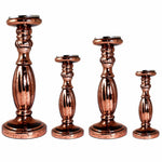 Benzara Vintage Style 4 Piece Glass Candle Holder, Copper