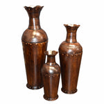 Benzara Striking 3 Piece Metal Planter, Brown
