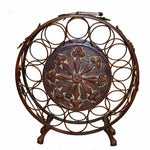 Benzara Traditional Style Metal Wine Rack, Brown