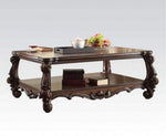 Benzara Traditional Style Wooden Coffee Table with Scrolled Legs, Cherry Brown