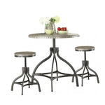 Benzara Adjustable Counter Height & Stool Set, Gray Oak, 3 Piece Pack