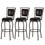 Benzara 3 Piece Metal Adjustable Stool with Cushioned Seat and Backrest, Brown