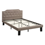 Benzara Stunning Upholstered Wooden Twin Bed with Button Tufted Headboard, Tan
