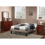 Benzara Stunning Upholstered Wooden Twin Bed with Button Tufted Headboard, Tan