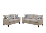 Benzara Glossy Polyfiber 2 Piece Sofa Set in Beige