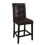 Benzara Wooden Height Chair with Button Tufted Back Set of 2 Brown