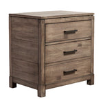 Benzara Rustically Designed Nightstand with 3 Drawers Brown