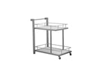 Benzara Efficacious and Sleek Aluminum Modern Bar Cart with Two Shelves, White