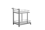 Benzara Efficacious and Sleek Aluminum Modern Bar Cart with Two Shelves, White
