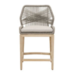 Benzara Trendy Wooven Upholstered Loom Outdoor Counter Stool, Gray