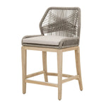 Benzara Trendy Wooven Upholstered Loom Outdoor Counter Stool, Gray