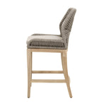 Benzara Trendy Wooven Upholstered Loom Outdoor Counter Stool, Gray