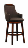 Benzara Wood & Fabric Bar Height Chair with Swivel Mechanism, Oak Brown, Set of 2