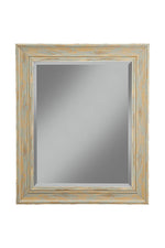Benzara Polystyrene Framed Wall Mirror with Sharp Edges, Antique Turquoise Blue