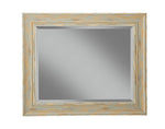 Benzara Polystyrene Framed Wall Mirror with Sharp Edges, Antique Turquoise Blue