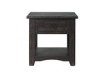 Benzara Wooden End Table with Drawer & Shelf, Antique Black