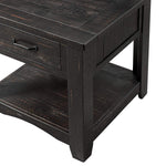 Benzara Wooden End Table with Drawer & Shelf, Antique Black