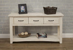 Benzara Wooden Console Table with Three Drawers, Antique White