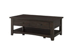 Benzara Wooden Coffee Table with Two Drawers, Espresso Brown