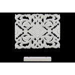 Benzara Wood Wide Rectangular Filigree Ornament on Rectangular Stand in Matte Finish, White